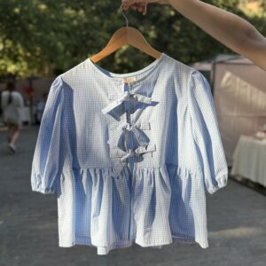 Bluza bumbac carouri albastru